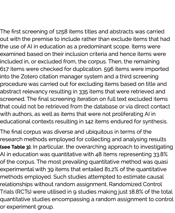 The first screening of 1258 items titles and abstracts was carried out with the premise to include rather than exclud...