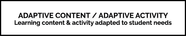 ADAPTIVE CONTENT / ADAPTIVE ACTIVITY Learning content & activity adapted to student needs