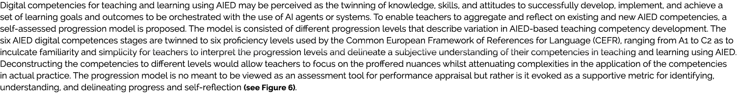 Digital competencies for teaching and learning using AIED may be perceived as the twinning of knowledge, skills, and ...