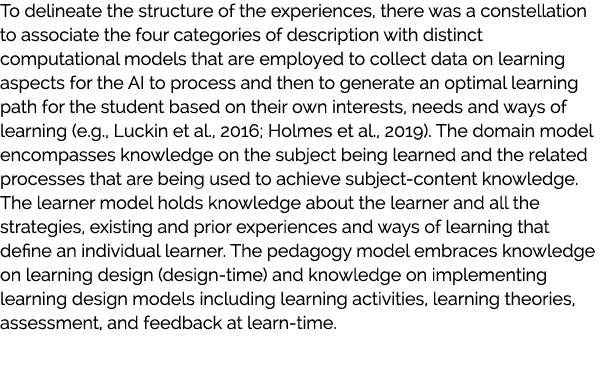 To delineate the structure of the experiences, there was a constellation to associate the four categories of descript...