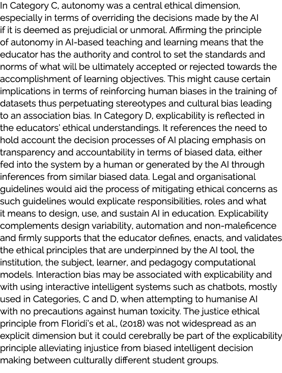 In Category C, autonomy was a central ethical dimension, especially in terms of overriding the decisions made by the ...