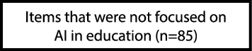 Items that were not focused on AI in education (n=85)