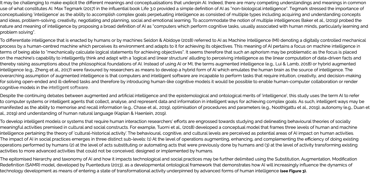It may be challenging to make explicit the different meanings and conceptualisations that underpin AI. Indeed, there ...