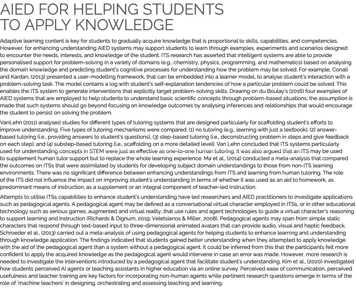 AIED for helping students to apply knowledge Adaptive learning content is key for students to gradually acquire knowl...