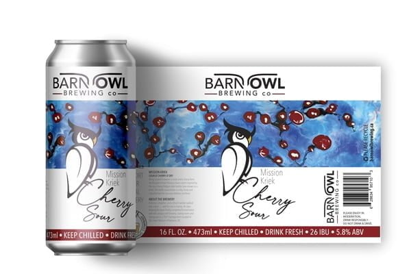 Beer Can Labels - Barn Owl Brewing Company Cherry Sour