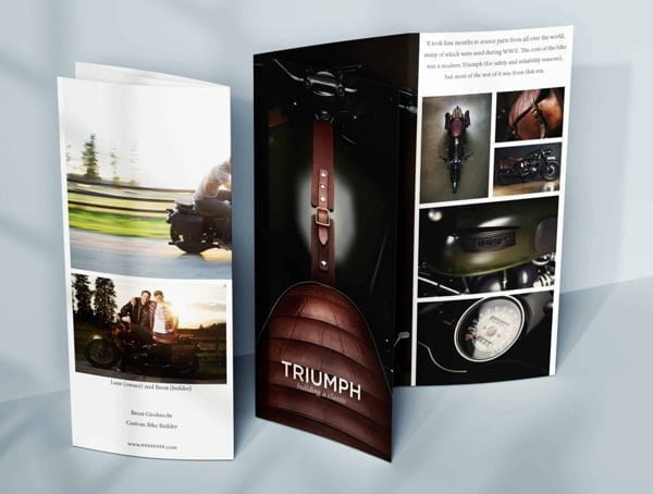 Motovida Trifold Custom Triumph Brochure Pamphlet